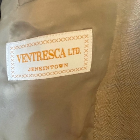 Ermenegildo Zegna Fine Wool Tan Blazer Sport Coat Jacket Tan 44L w/ blue yellow - Picture 8 of 10